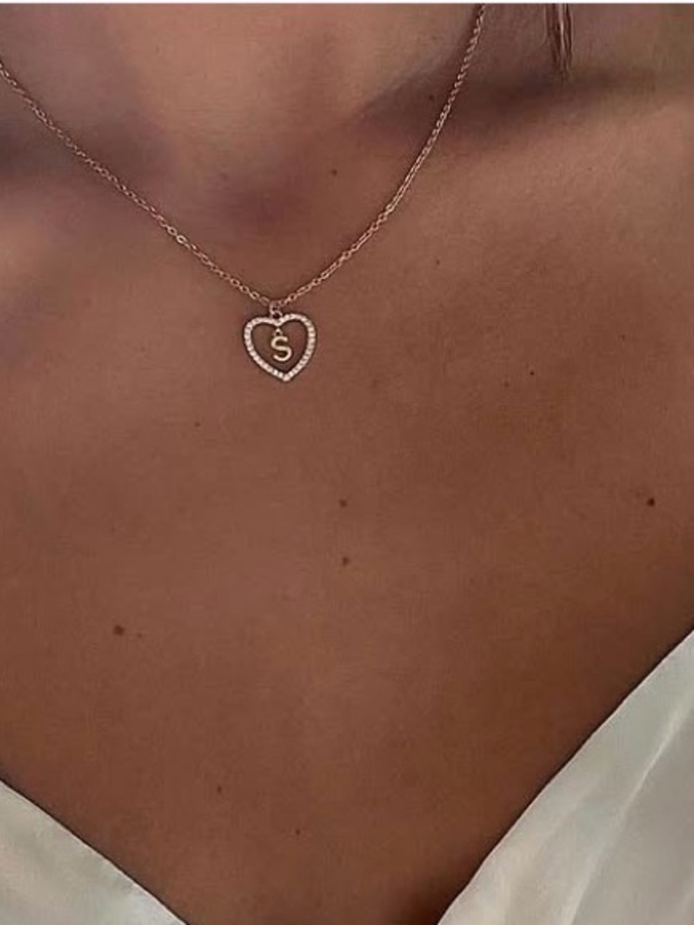Strung By Stroh Heart Initial 'S' Pendant Necklace